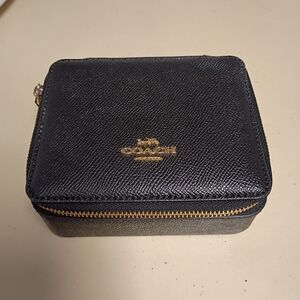 Coach Black Leather Zip Jewelry Box